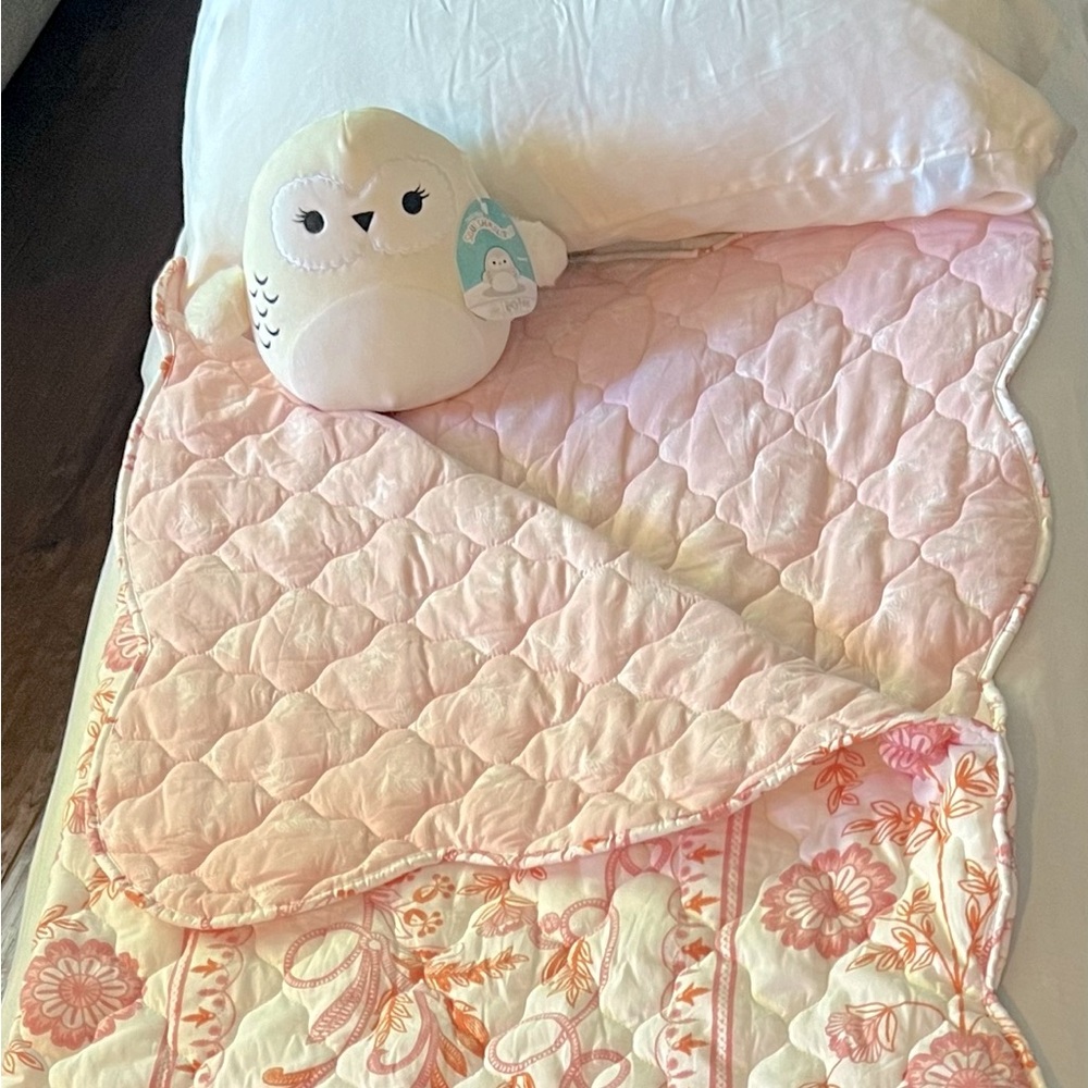 🩷 Cottagecore Pink Floral Quilted Nap Mat / Sleeping Bag